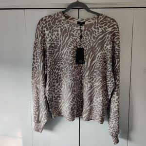 Rails Animal Print Sweater - Brown and Cream